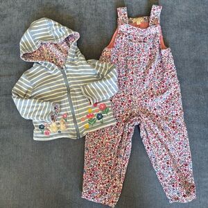 JoJo Maman Bébé Pink Floral Bouquet Classic Cord Dungarees